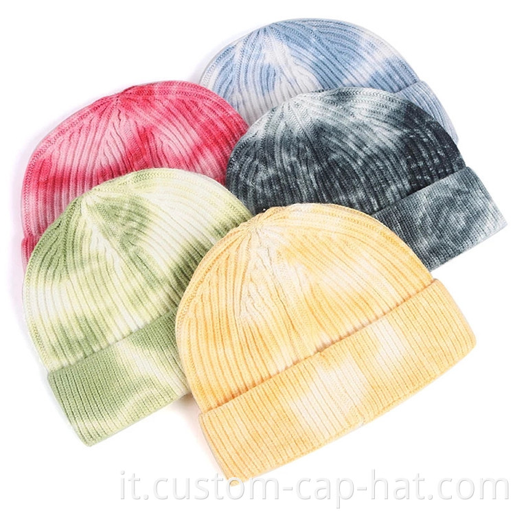 short tie dye beanie hat